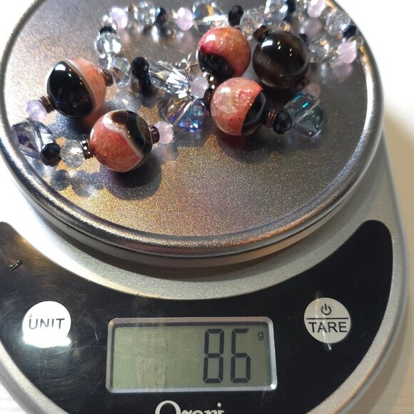 20 Inch Sterling Silver Handmade Crystal And Stone Necklace B69 - Picture 7 of 7